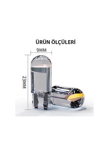 T10 Beyaz Cam Led Ampül 12V Park Plaka Tavan Ampülü 2 Adet