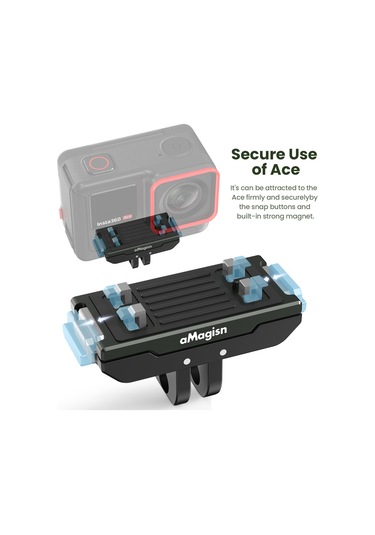 Amagisn Ac14 Manyetik Hızlı Çıkarma Montajı Aksiyon Kamerası İçin Metal Kamera Montajı Evrensel 1/4 İnç Vida Deliği Ve Insta360 Ace Pro/ Ace İle Uyumlu Spor Kamera Adaptörü Siyah