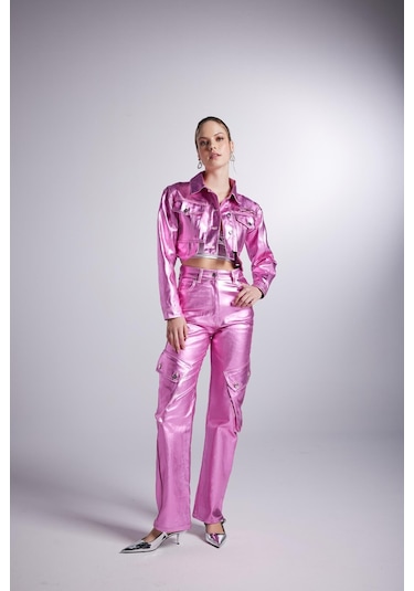 Holly Lolly Varak Kaplama Kargo Cepli Millen Pantolon Pembe