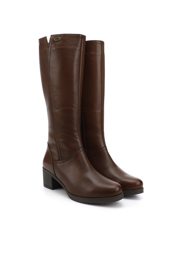 Gönderir Kadın Kahve Antik Fermuarlı Kalın Topuklu Hakiki Deri Çizme Gkzc13446529 Kahverengi