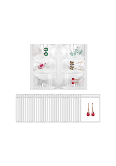 Anjiexun 84 Izgaralı Şeffaf Mücevher Saklama Defteri Ve 50 Parça Fermuarlı Çanta Şeffaf