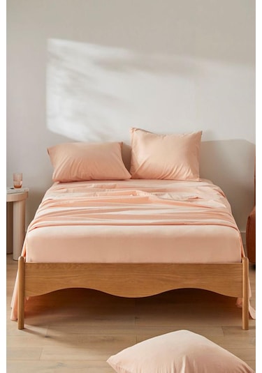 4 Adet Düz Pamuklu Tek Kişilik 80 X 200 X 30 Cm Lastikli Penye Çarşaf Yavruağzı