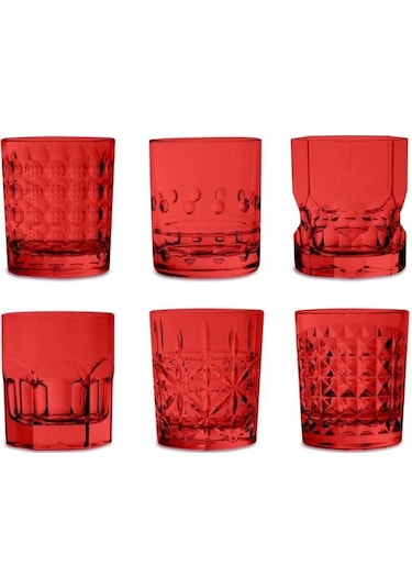 Baci Milano Crystal Touch 6lı Bardak Seti 300ml Kırmızı Kırmızı
