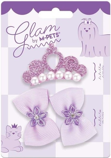 M-pets Glam Taç Ve Fiyonklu Kedi Ve Köpekler İçin Aksesuar Toka Mor Mavi