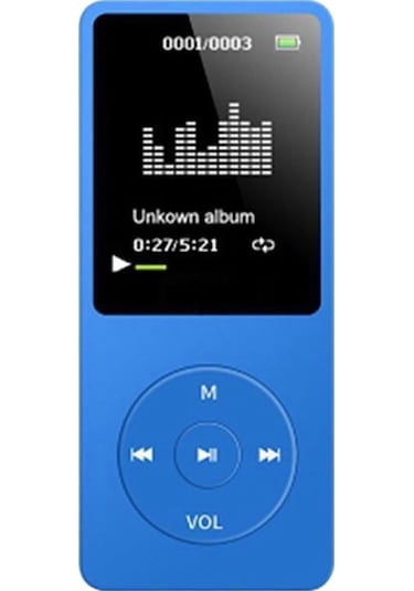 Gajeena 1.8 İnç Tft Ekranlı Ultra İnce Mp3 Çalar, Radyo, Kayıt, E-kitap Ve Harici Ses Desteği, Mavi