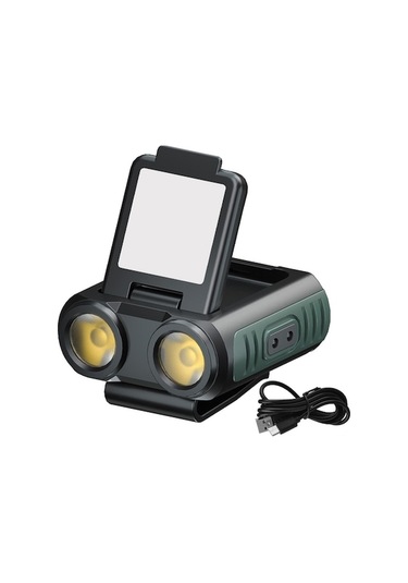 Kafa Feneri 500lm Şarjlı Type-c, Cob Yan Işık, Jest Algılama, 1200mah Pil, Acil El Feneri Siyah Siyah