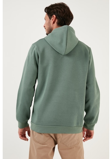 Buratti Regular Fit Kapüşonlu Kanguru Cepli Içi Tüylü Yumuşak Şardonlu Erkek Sweat 5905281 Açık Yeşil