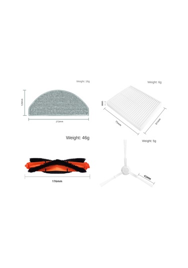 Amigaelegant Xiaomi Robot Süpürge E10 B112/e12 Ana Yan Fırça Paspas Bezi İçin 19 Adet