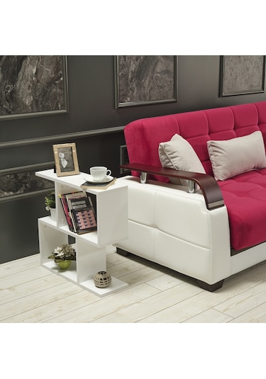 Alfa Yan Sehpa Kitaplık Beyaz