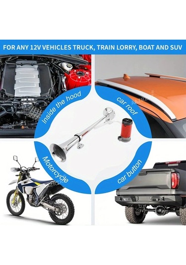 Xuweiwei Aazrzrz Yüksek Sesli 116db Krom Çinko 12v Hava Kornası Kiti Kamyonlar İçin