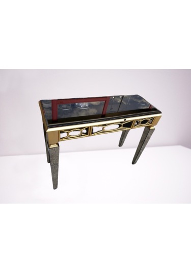 Dresuar Motifli Ayna Kaplamalı Model Parlak Gold Renk Kayın  Torna Altın