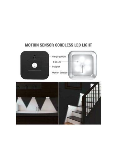 Cbtx Kare İnsan Kızılötesi Sensör Işığı Gece Lambası - Gümüş / Sıcak Işık Diğer