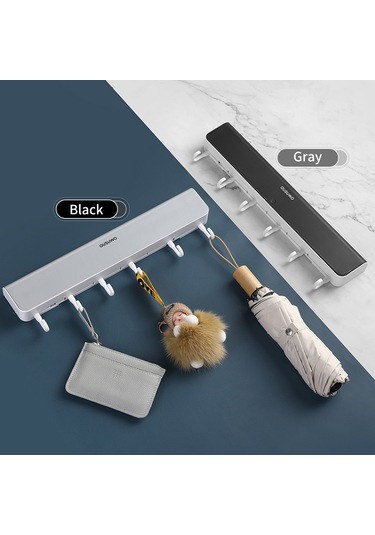 Mufunye "mnmhgg-421 Ousuwo Duvar Askılı 6 Kancalı Pratik Depolama Ünitesi - Gri" Gri