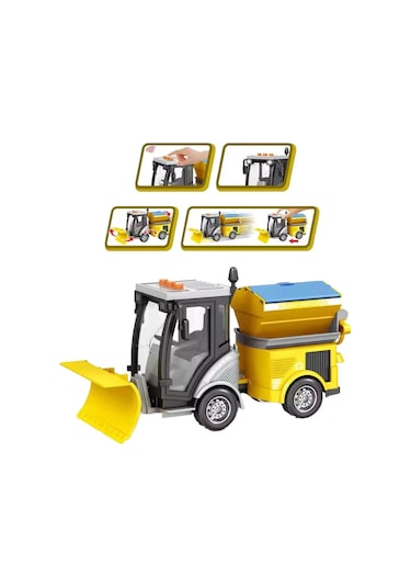 Pilli Sürtmeli Sesli Işıklı Yol Temizlik Aracı 20 Cm - Kar Temizleme Aracı