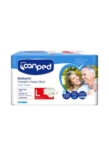 Canped Belbantlı Yetişkin Hasta Bezi Büyük Boy L 30'lu