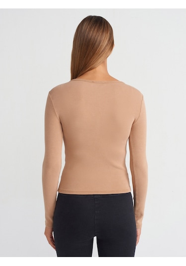 Dilvin 31158 Yıkama Efektli Top Bej