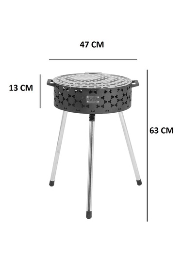 İksa Katlanabilir Mangal Orta Gri - Siyah