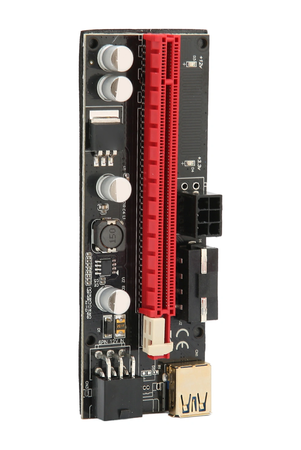 Xiyyadms Pcıe Riser 1x-16x Grafik Kart Genişletici, Usb3.0 Kablolu, 4+6pin Güç Arayüzü, Sabit Kanca Tasarımı, Anakart Yükünü Azaltır, Madencilik Uyumlu Ver009s