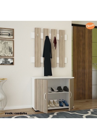 İki Kapaklı Ayakkabılık 4 Askılıklı Portmanto Vestiyer Cordoba