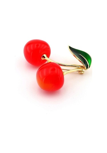 Solfera Kiraz Şeklinde Meyve Metal Yaka İğnesi Rozet Broş Rz154