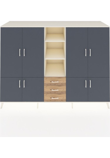 Kronos Dolap 11 Raflı 3 Çekmeceli 8 Kapaklı 220x59x163 Aytaşı-ant Aytaşı-antrasit/çam