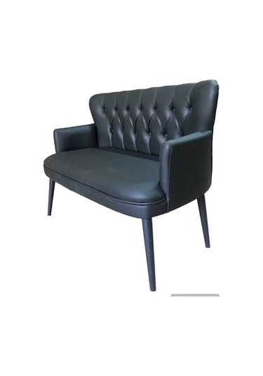 Garden House 2'li Siyah Deri Ahşap Ayaklı Ofis Koltuğu Siyah