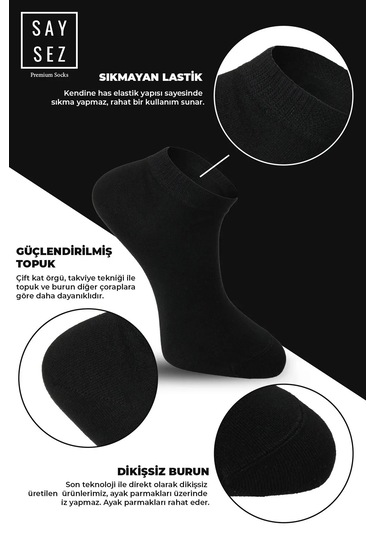 Bambu Erkek Patik Siyah-laci Çorap Dikişsiz Premium Kutulu 6'lı Lacivert - Siyah