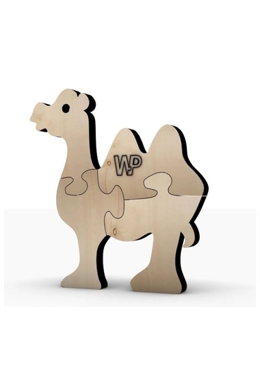 Masif Ahşap Puzzle Çocuklar İçin Boyanabilir Deve Boya Setli