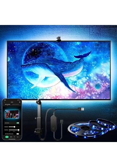 Honeybeeshop Usb Uyumlu Rgbıc Tv Sensörü 3.8m Usb5v Dizüstü Bilgisayar Lambası Rgb Tv Arka Işık Şeridi Ar Renk Sensörlü 3.81 5.0 Metre Uygulama Müzik Senkronizasyonu 139.7 215.9 Cm Ekranlar İçin