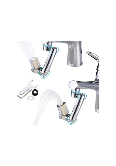 2 Adet Çift Modlu Banyo/şişe Evrensel Faucet Uzatıcı - 1080 Döner, Su Sızıntısı Önleyici, Çelik, Mutfak/iç Mekan Kullanıma Uygun Gümüş GÜMÜŞ