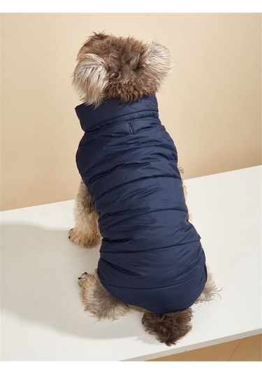 Geeksen Büyük Irk Köpekler İçin 2 Katlı Yünlü Isı Sağlayan Kollu Mont - Lacivert 2xl