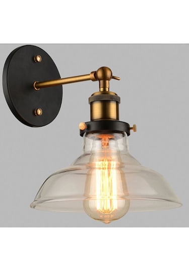 Dylight Retro Metal Dekoratif Mafsallı Bal Camlı Duvar Aplik Siyah