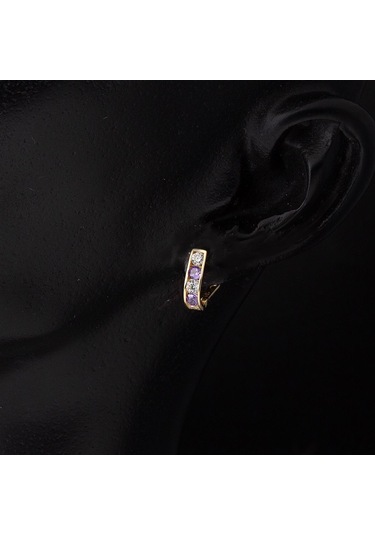 Bilezikci 14 Ayar Altın Mor Bebek Küpesi KP20091