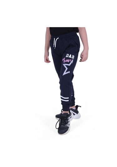 Fyk Kids All Day Yazı Baskılı Kız Çocuk Eşofman Altı Lacivert