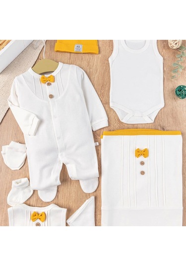 Papyonlu 100% Pamuk 8li Hastane Çıkış Seti Çok Renkli