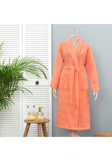 Karaca Home Daily Soft %100 Pamuk Kadın Bornoz Somon