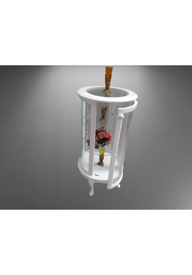 Bengimobilya Gümüşlük Yuvarlak Model 120 Cm Parlak Beyaz Kayın Lükens Aslan Ay (482395482)