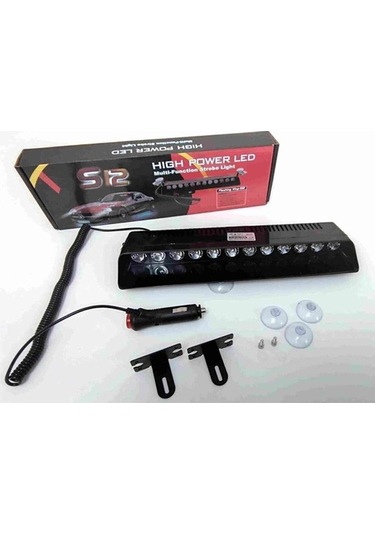 12 Ledli Cam Içi Çakar Vantuzlu Çakar Lamba Kırmızı-beyaz-mavi .