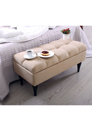 Lorencehome Balloon Sandıklı Puf - Krem