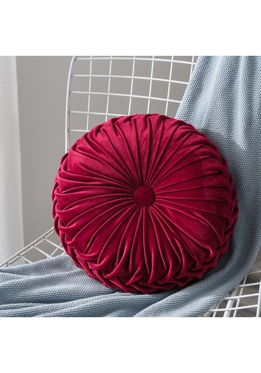 Atmak Yastık El Dikişli Pilili 3d Hollandalı Kadife Kabak 35cm-4 Ekru