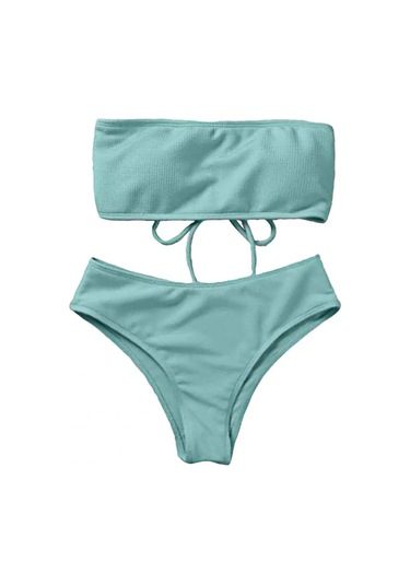 Takım Kadın Mayo Yumuşak Yastıklı Sütyen Takım Bikini Seti - Mavi