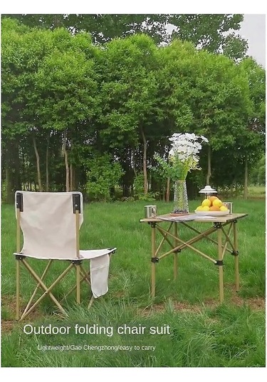 Bloomnest Krem Beyaz Katlanır Kamp Sandalyesi A1146 Altın-siyah - Taşınabilir, Rahat, Çok İşlevli Altın - Siyah