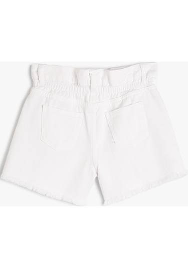 Koton Kot Şort Püsküllü Beli Lastikli Cepli Pamuklu Beyaz 4skg40020ad 4SKG40020AD000 Beyaz