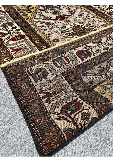 El Dokuma Sıfır Yahyalı Halısı 120x190 Kahve Krem Kök Boya Halı Kahverengi - Krem