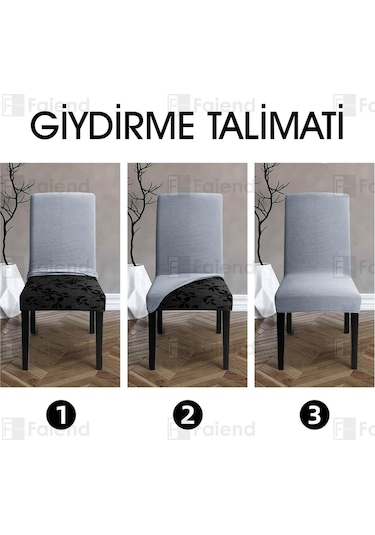 Faiend Yıkanabilir Likralı Esnek Lastikli Sandalye Kılıf Örtü Gri