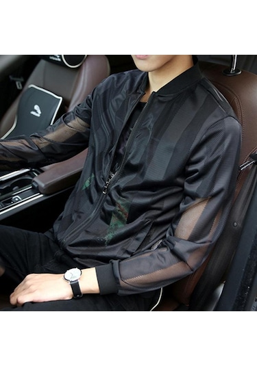 Siyah Yaz Güneş Koruma Giysisi Erkek Ultra-ince Nefes Alabilir Erkek Ceket Kaban Giysileri Siyah