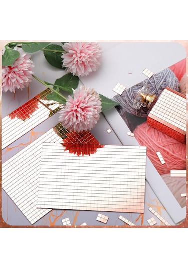 4 Lü Kendinden Yapışkanlı Rose Ayna Mozaik Disco Sticker Duvar Çerçeve Eşya Dekoratif Kaplama 30x30 Rose Gold