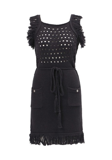 Peraluna Mıyokı Dress %100 Pamuk Diz Hizası Yazlık Kadın Triko El Antrasit