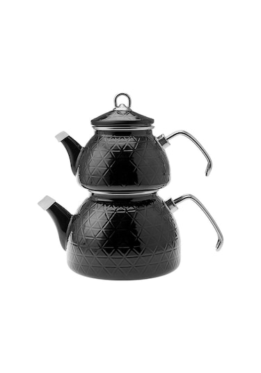 Karaca  Kristal Siyah İndüksiyon Tabanlı Emaye Midi Çaydanlık Takımı
