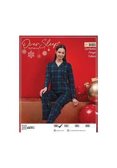 Aras Over Sleep 1613 Poleren Lacıvert Şardonlu Pijama Takımı Lacivert